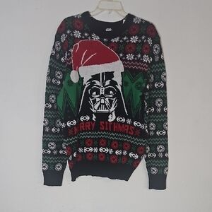 Ugly Christmas Men's Star Wars Festive Darth Vader Sweater - Black, Red, Green,